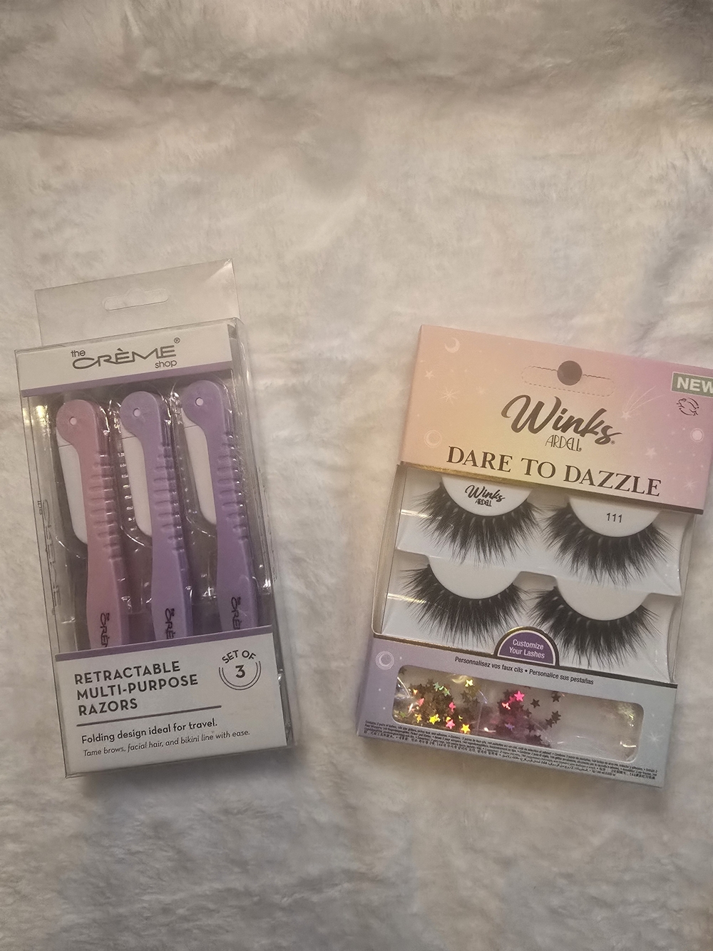 NIB Ardell Winks Dare To Dazzle 111 Kit + The Crème Shop 3pk Retractable Razors